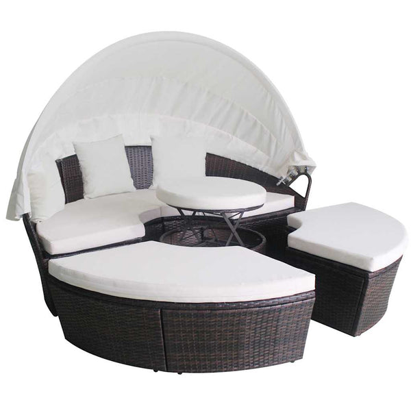 vidaXL Garden Daybeds with Cushions Brown Poly Rattan