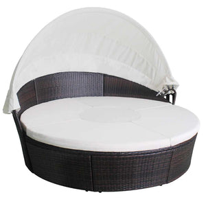 vidaXL Garden Daybeds with Cushions Brown Poly Rattan
