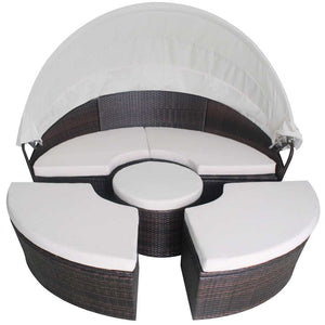 vidaXL Garden Daybeds with Cushions Brown Poly Rattan