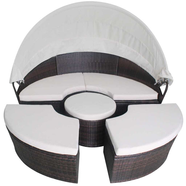 vidaXL Garden Daybeds with Cushions Brown Poly Rattan