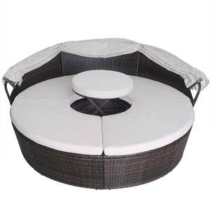 vidaXL Garden Daybeds with Cushions Brown Poly Rattan