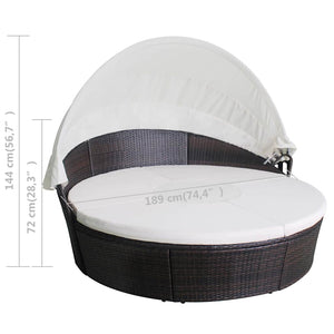 vidaXL Garden Daybeds with Cushions Brown Poly Rattan