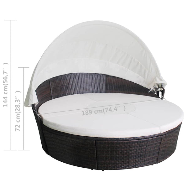 vidaXL Garden Daybeds with Cushions Brown Poly Rattan