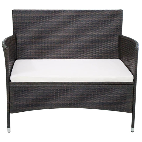 vidaXL Garden Bench 106 cm Poly Rattan Brown