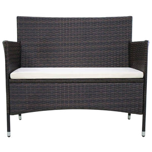 vidaXL Garden Bench 106 cm Poly Rattan Brown