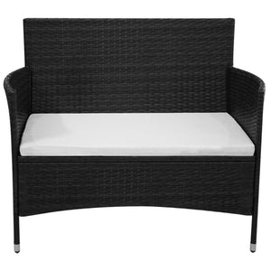 vidaXL Garden Bench 90 cm Poly Rattan Black