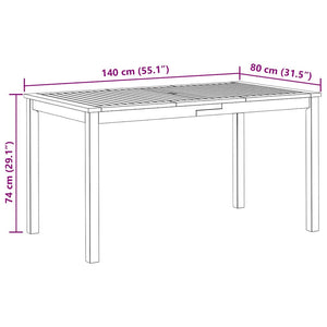 vidaXL Garden Table 140x80x74 cm Solid Acacia Wood