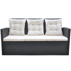 vidaXL 6-Seater Garden Dining Set with Cushions Poly Rattan Black