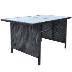 vidaXL 6-Seater Garden Dining Set with Cushions Poly Rattan Black