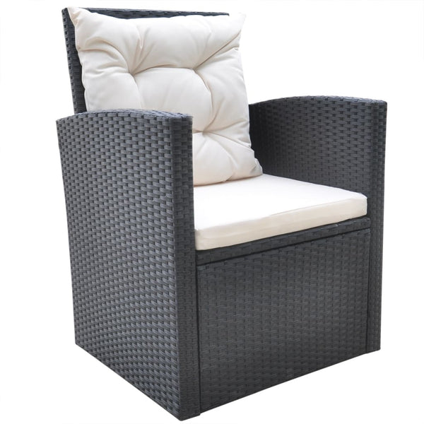 vidaXL 6-Seater Garden Dining Set with Cushions Poly Rattan Black