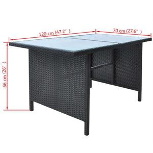 vidaXL 6-Seater Garden Dining Set with Cushions Poly Rattan Black