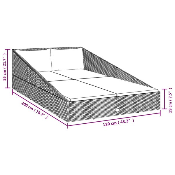 vidaXL Garden Daybed Black 110x200 cm Poly Rattan