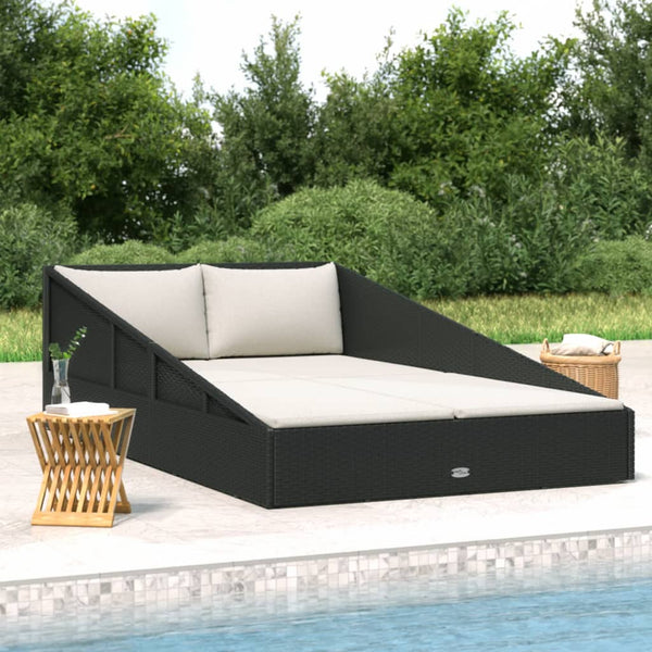 vidaXL Garden Daybed Black 110x200 cm Poly Rattan
