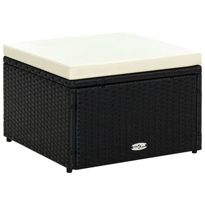 vidaXL Poly Rattan Stool with Cushion 53x53x30 cm Black