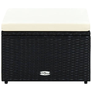 vidaXL Poly Rattan Stool with Cushion 53x53x30 cm Black