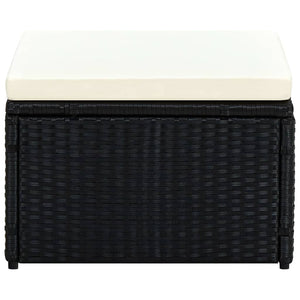 vidaXL Poly Rattan Stool with Cushion 53x53x30 cm Black