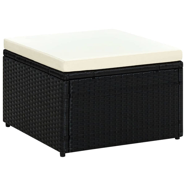 vidaXL Poly Rattan Stool with Cushion 53x53x30 cm Black