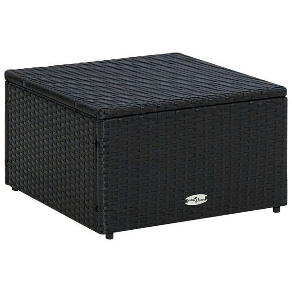 vidaXL Poly Rattan Stool with Cushion 53x53x30 cm Black