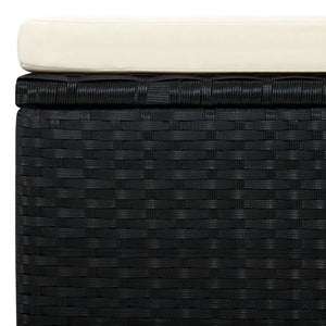 vidaXL Poly Rattan Stool with Cushion 53x53x30 cm Black