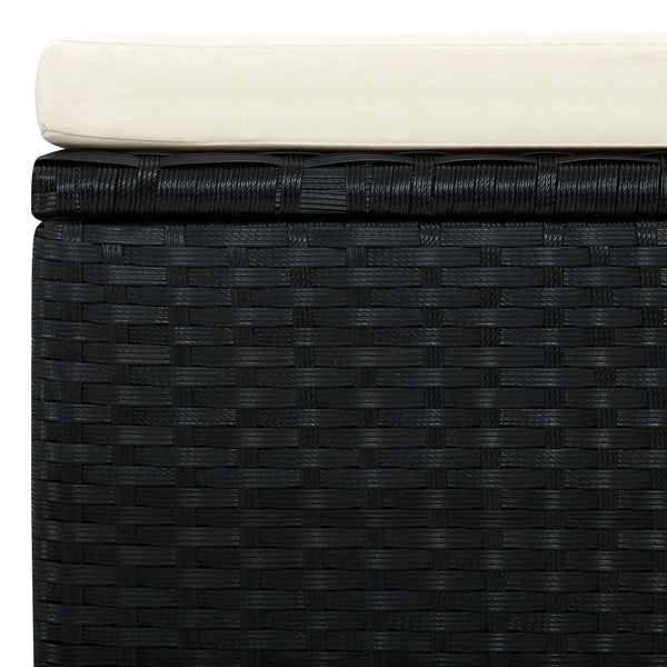 vidaXL Poly Rattan Stool with Cushion 53x53x30 cm Black