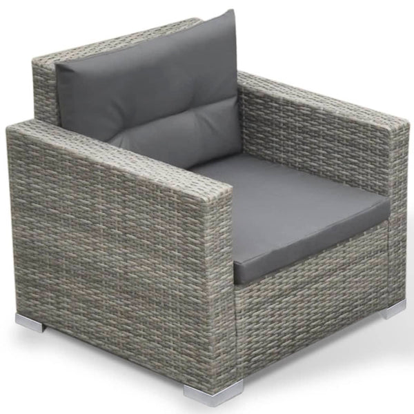 vidaXL 6-Piece Garden Lounge Set with Cushions Poly Rattan Grey