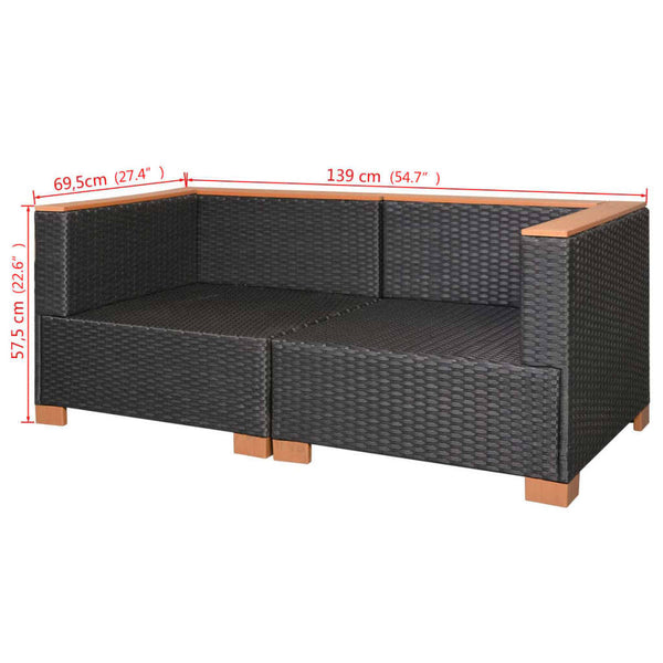 vidaXL 9-piece Garden Lounge Set with Cushions Poly Rattan Black