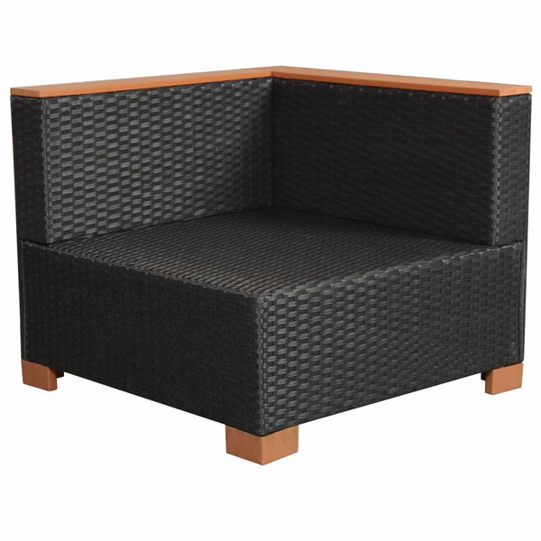 vidaXL 9-piece Garden Lounge Set with Cushions Poly Rattan Black