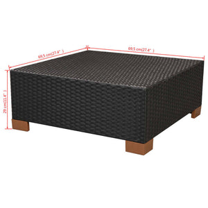 vidaXL 10-piece Garden Lounge Set with Cushions Poly Rattan Black