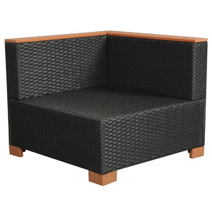 vidaXL 10-piece Garden Lounge Set with Cushions Poly Rattan Black