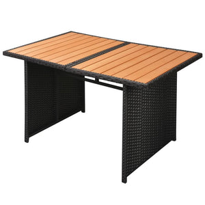 vidaXL 10-piece Garden Lounge Set with Cushions Poly Rattan Black
