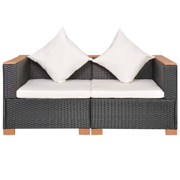 vidaXL Garden Sofa Poly Rattan Black