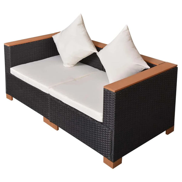 vidaXL Garden Sofa Poly Rattan Black