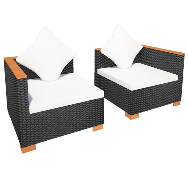 vidaXL Garden Sofa Poly Rattan Black