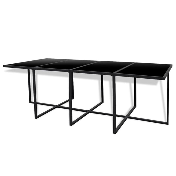 13-teilige Garten Essgruppe Poly Rattan Schwarz