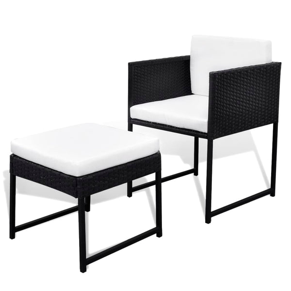 13-teilige Garten Essgruppe Poly Rattan Schwarz