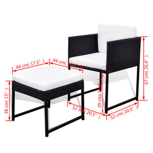 13-teilige Garten Essgruppe Poly Rattan Schwarz
