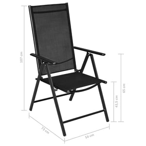 vidaXL 5-piece Outdoor Dining Set with Folding Chairs Aluminum Black
