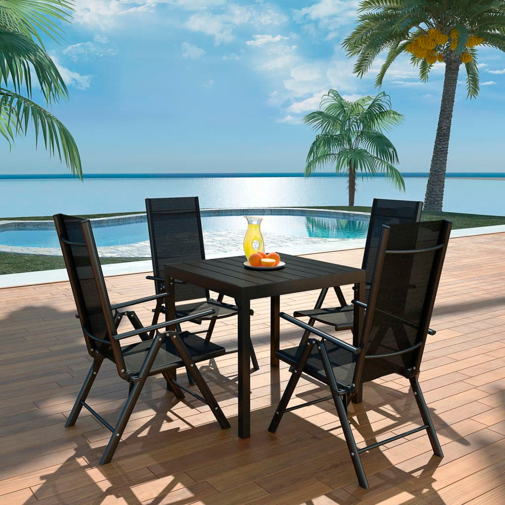 vidaXL 5-piece Garden Dining Set Aluminum and WPC Black