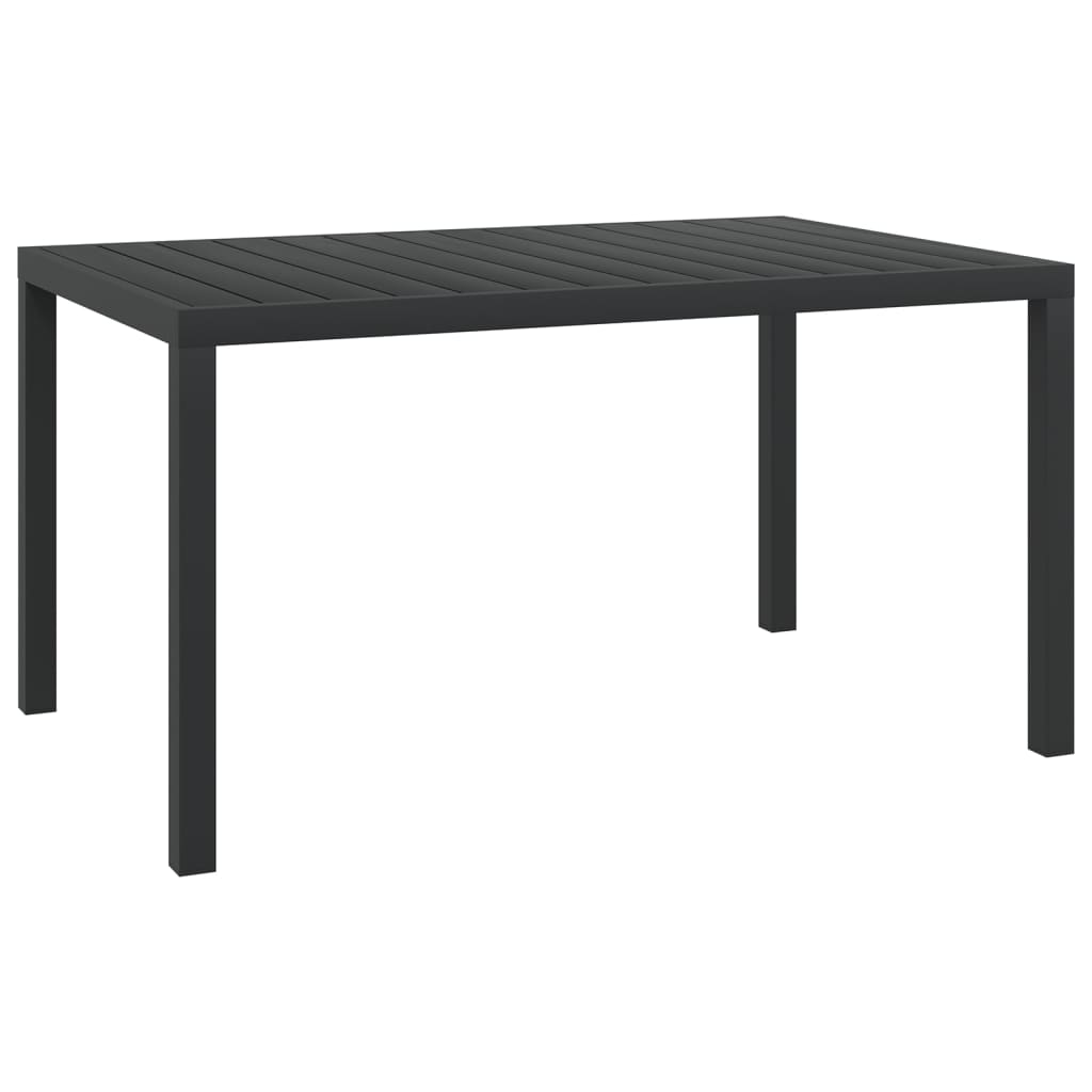 vidaXL Garden Table Black 150x90x74 cm Aluminum and WPC