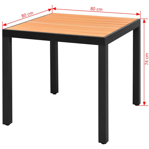 vidaXL Garden Table Brown 80x80x74 cm Aluminum and WPC