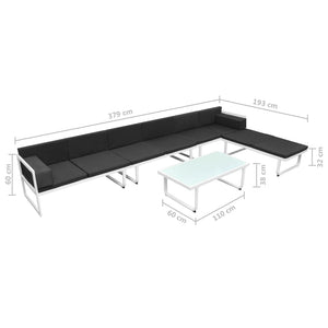 vidaXL 5-piece Garden Lounge Set Textilene Aluminium Black
