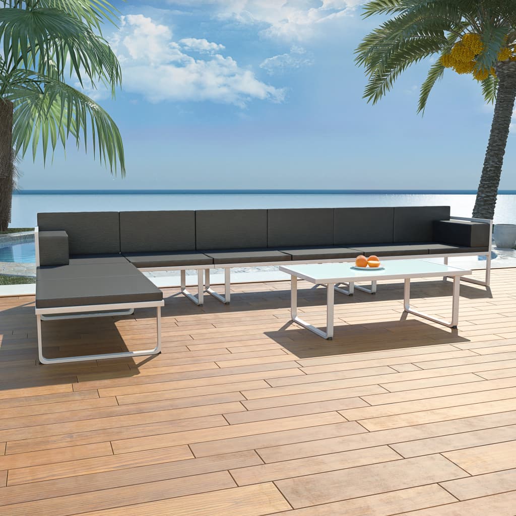 vidaXL 5-piece Garden Lounge Set Textilene Aluminium Black