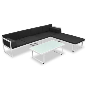 vidaXL 4-Piece Garden Lounge Set with Cushions Aluminum Black