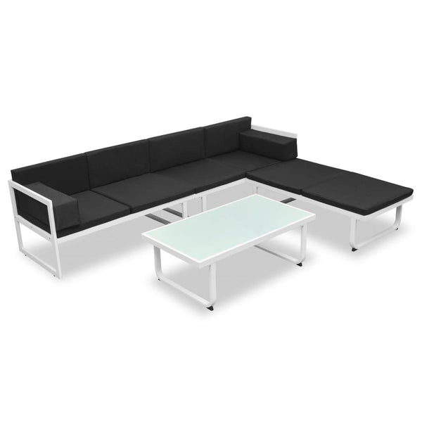 vidaXL 4-Piece Garden Lounge Set with Cushions Aluminum Black