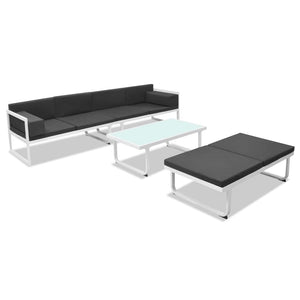 vidaXL 4-Piece Garden Lounge Set with Cushions Aluminum Black