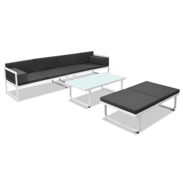vidaXL 4-Piece Garden Lounge Set with Cushions Aluminum Black