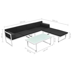 vidaXL 4-Piece Garden Lounge Set with Cushions Aluminum Black