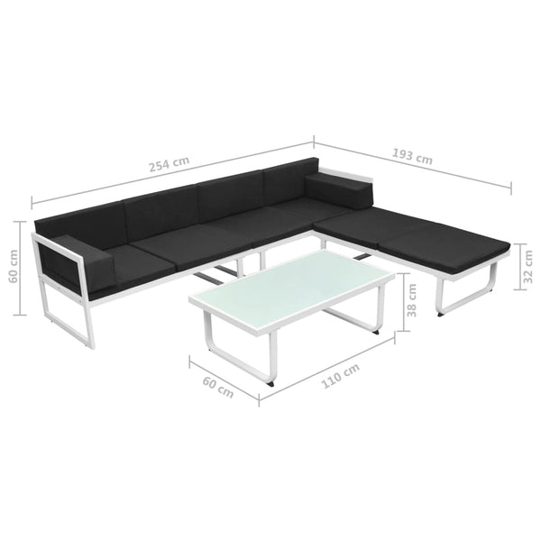vidaXL 4-Piece Garden Lounge Set with Cushions Aluminum Black