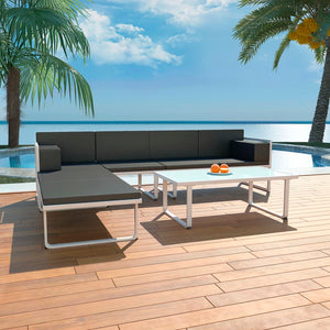vidaXL 4-Piece Garden Lounge Set with Cushions Aluminum Black
