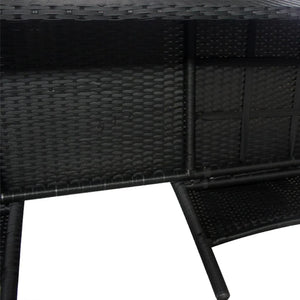 vidaXL 2-Seater Garden Sofa with Tea Table Poly Rattan Black